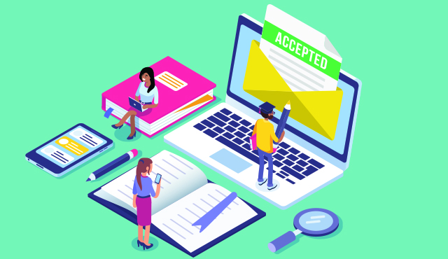 students working hard for college acceptance