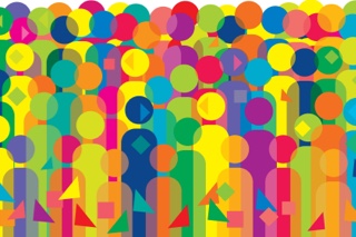 Vector illustration of an abstract scheme, which contains people icons.