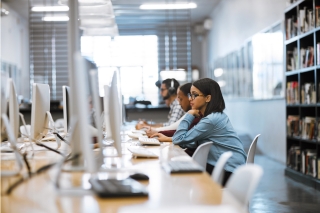 High school students at computers