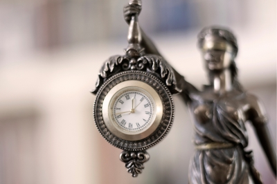 Clock on the justice statue.